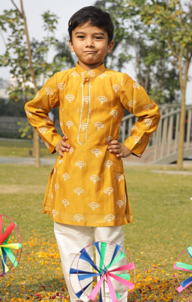 Kurta with pants.