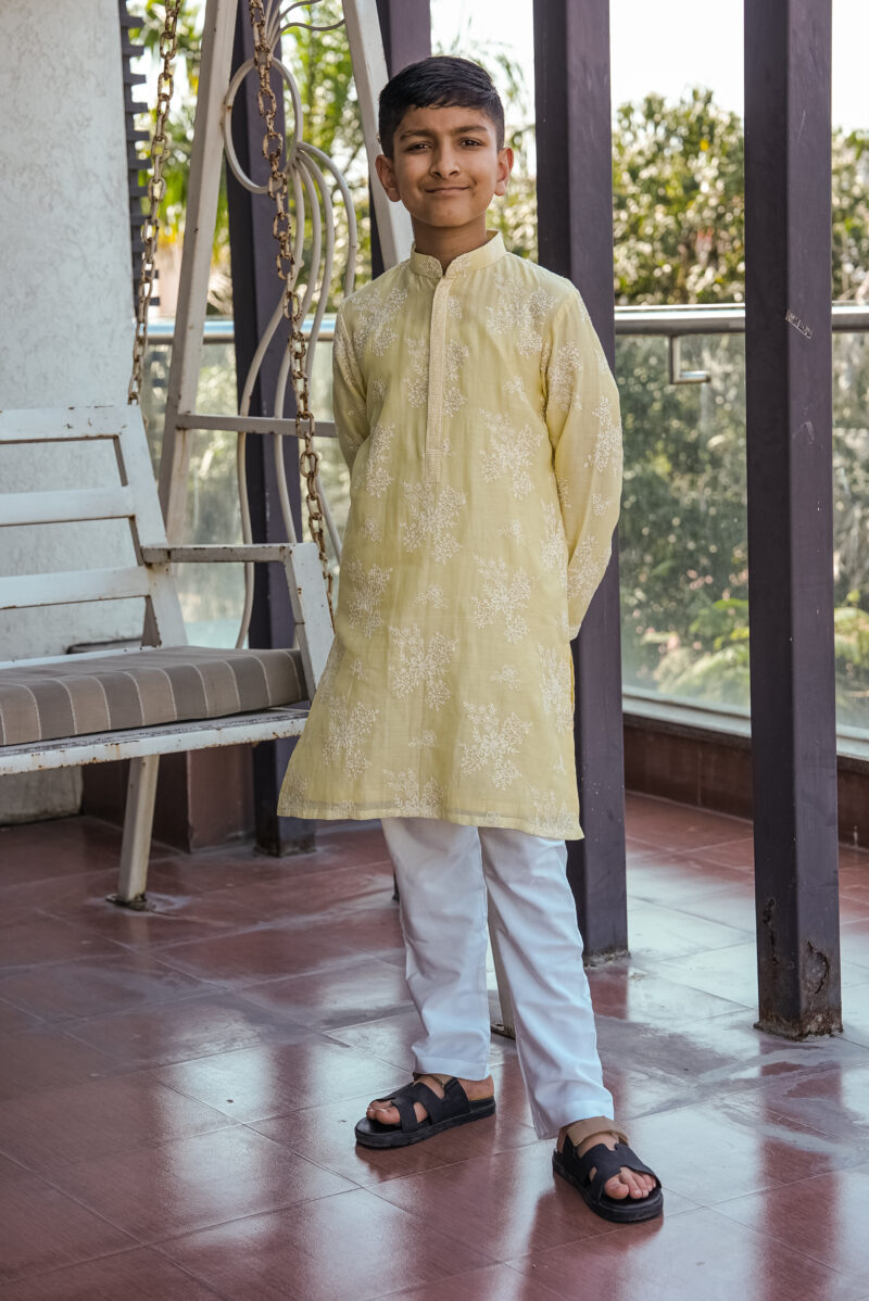 Kurta with pants.